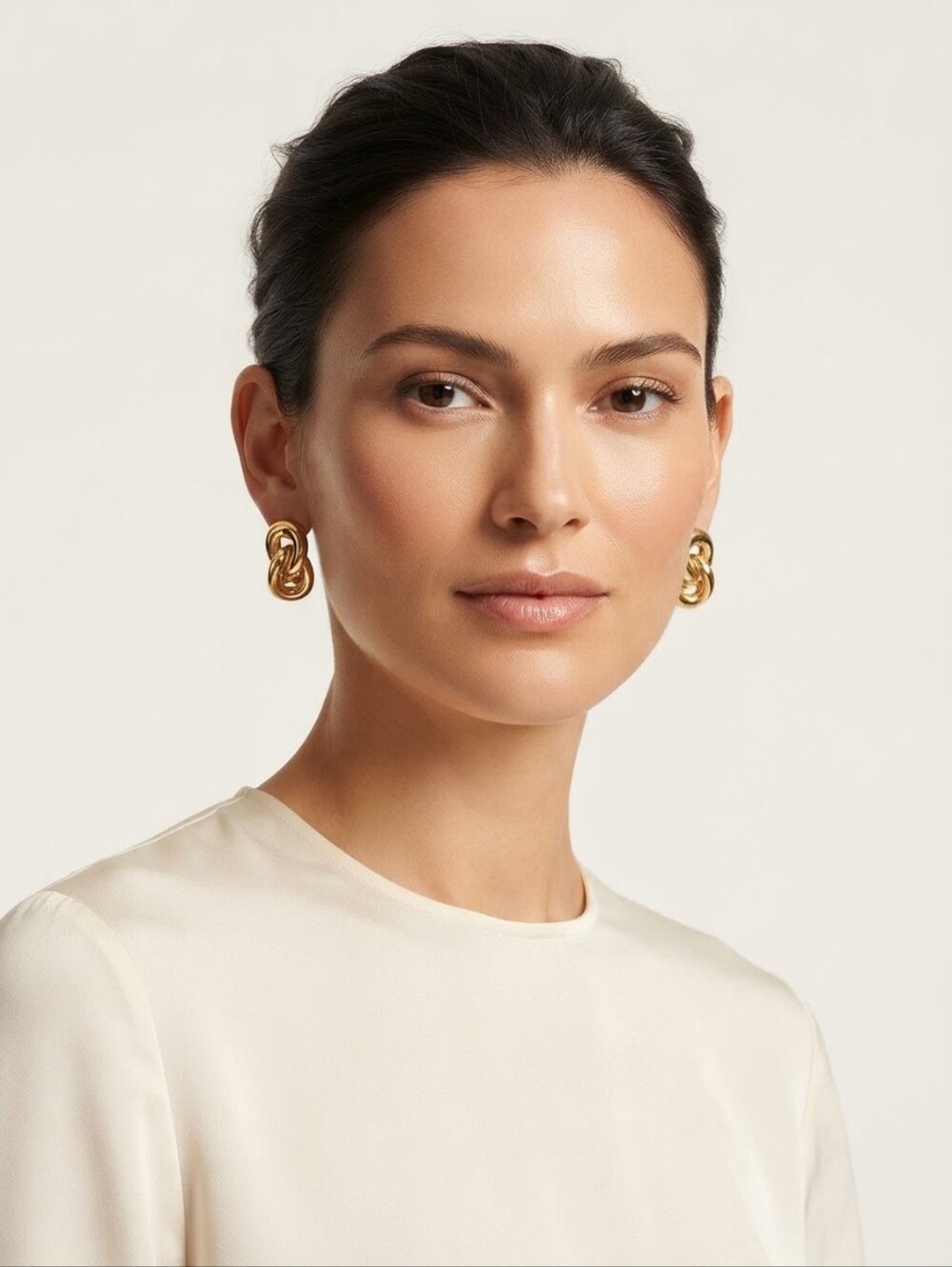 Authentic Christian Dior Vintage Gold-Tone Linked Clip-On Earrings